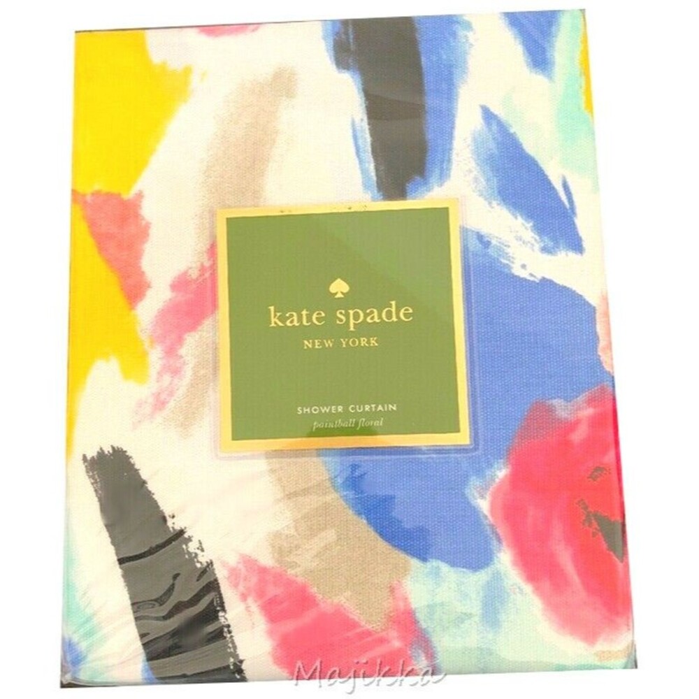 kate spade Shower Curtain Paintball Floral Watercolor Abstract 100% Cotton 72X72